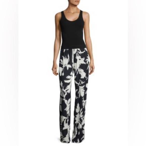 NWOT FUZZI Floral-print Crepe Track Pants Black Women’s 10 Designer - Picture 1 of 12